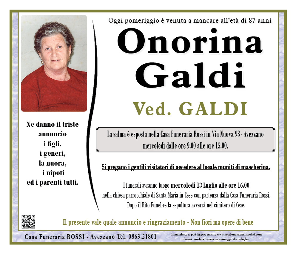 Onorina Galdi - Rossi Onoranze Funebri